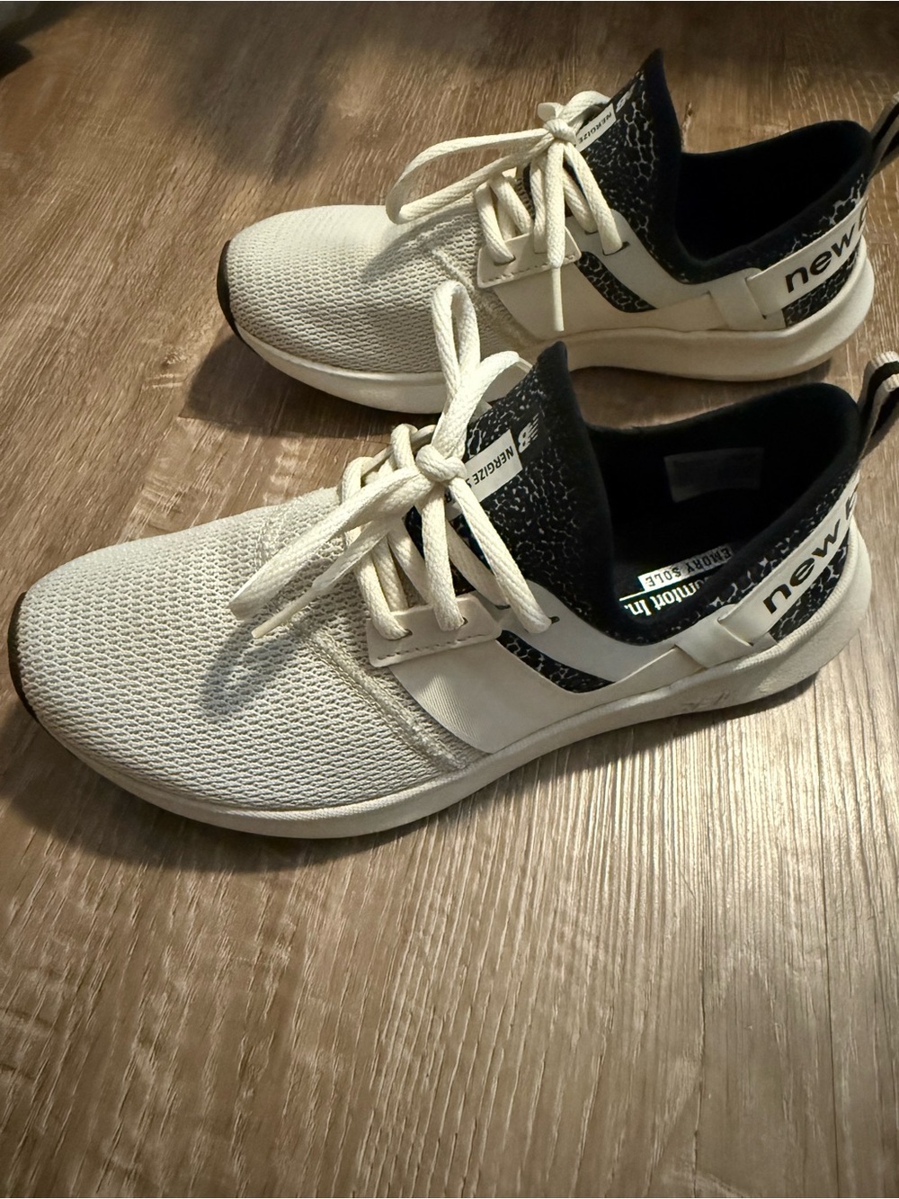 New Balance Women’s Cream and Black Knit Lace-Up Sneakers